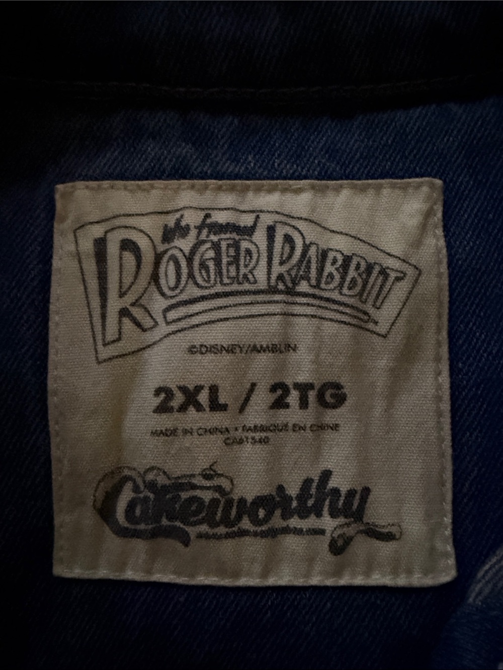 Unisex Cakeworthy Who Framed Roger Rabbit Embroidered Denim Jacket Toon Town - Picture 5 of 12